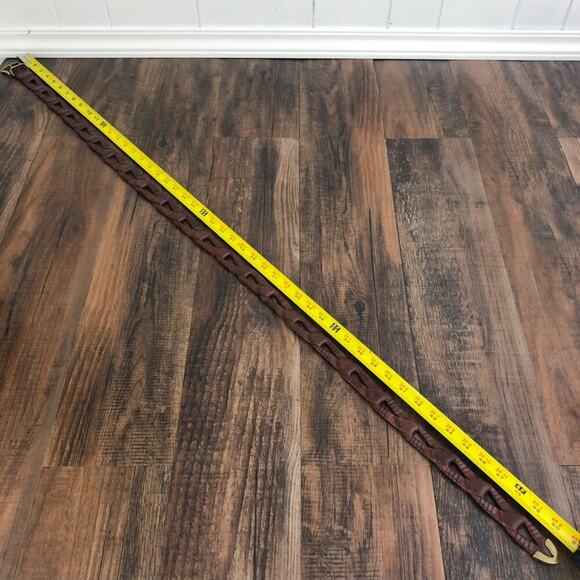 Bachrach Cowhide Leather Belt Woven Link Solid Brass Buckle Mens Size XL Brown - Picture 9 of 13